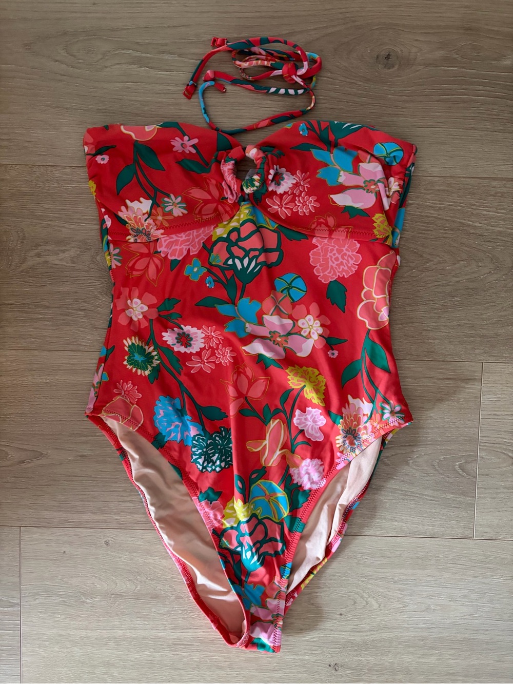 J. Crew red floral one-piece swimsuit